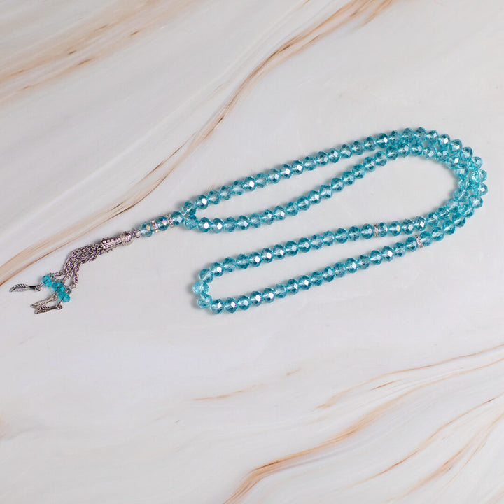 Blue Crystal Tasbeeh – 100 Beads for Zikr & Quranic Recitation