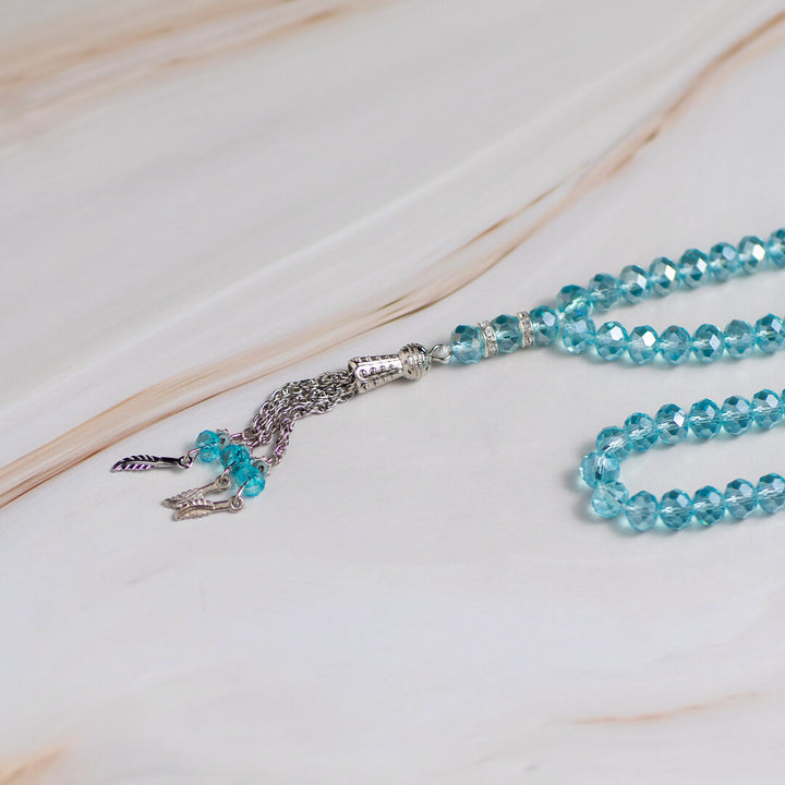 Blue Crystal Tasbeeh – 100 Beads for Zikr & Quranic Recitation
