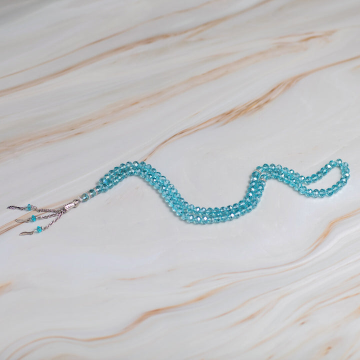 Blue Crystal Tasbeeh – 100 Beads for Zikr & Quranic Recitation
