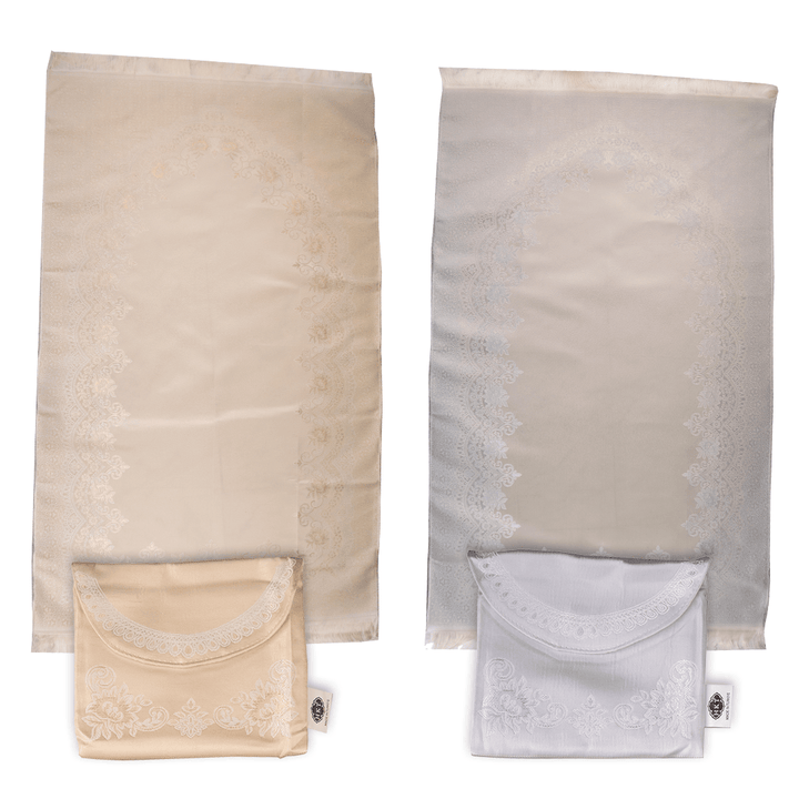 Embroidered Prayer Mat Set for Women – Elegant Design with Stylish Bag