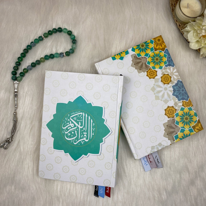 Holy Quran with 3 Bookmarks - Turquoise Pattern Cover | Perfect Medium Size for Worship and Study  – 12×17.5 cm