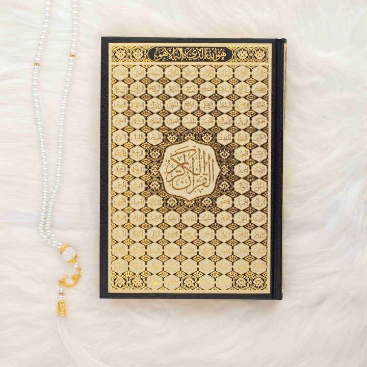 Holy Quran with Cover Featuring Asmaul Husna | Standard Size Perfect for Memorization & Recitation – 17×24 cm