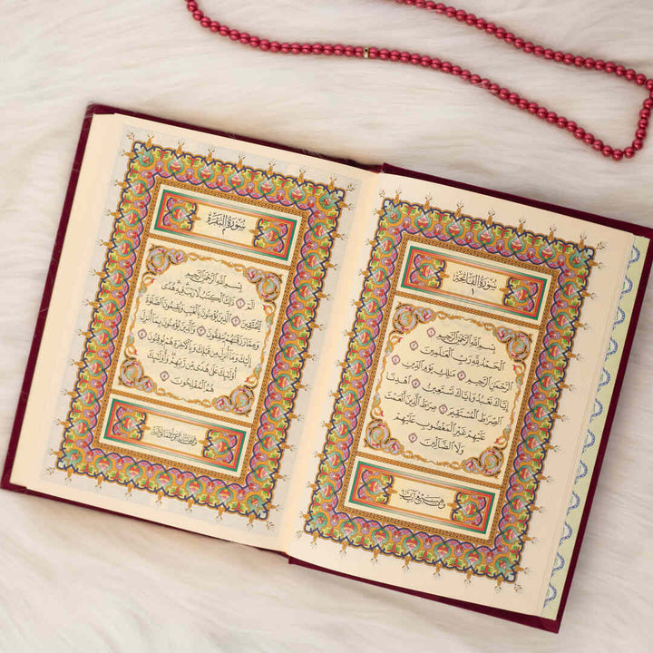 Holy Quran with Elegant Colorful Velvet Cover | Medium Size for Memorization &  Revision Mushaf – 14×20 cm