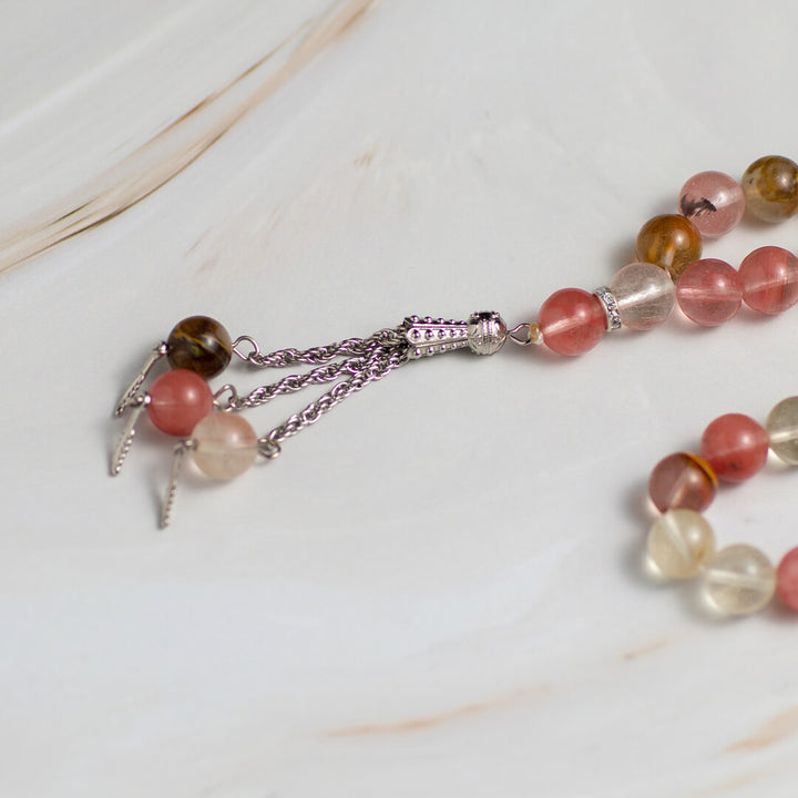 Honey Gradient Quartz Stone Tasbeeh – 33 Beads for Zikr & Quranic Recitation