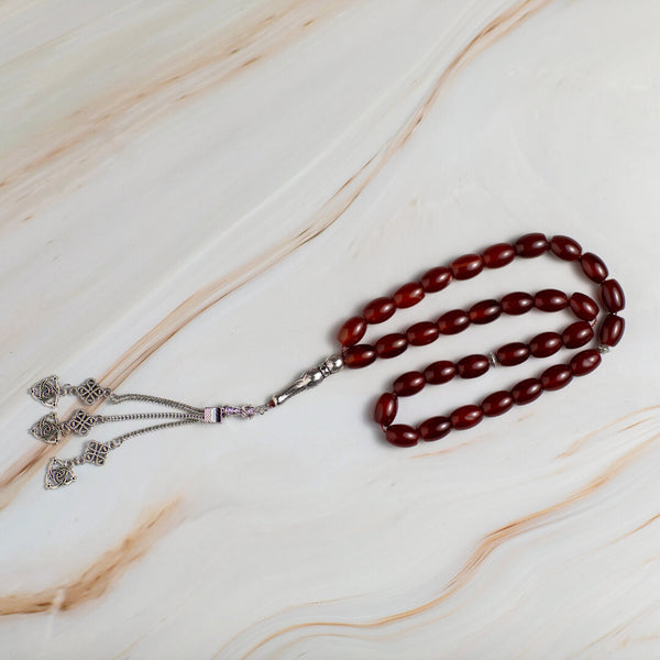 Islamic Kermadi Agate Tasbeeh – 33 Natural Agate Prayer Beads for Quran & Worship
