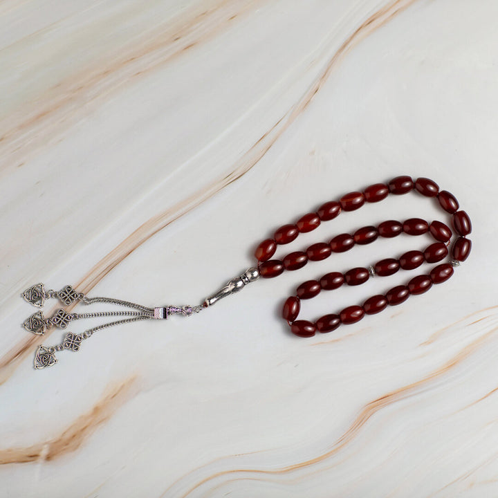 Islamic Kermadi Agate Tasbeeh – 33 Natural Agate Prayer Beads for Quran & Worship