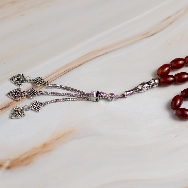 Islamic Kermadi Agate Tasbeeh – 33 Natural Agate Prayer Beads for Quran & Worship