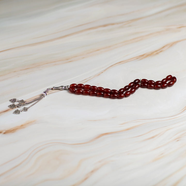 Islamic Kermadi Agate Tasbeeh – 33 Natural Agate Prayer Beads for Quran & Worship