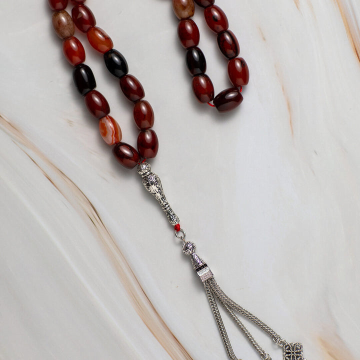 Natural Agate Islamic Tasbeeh – 33 Prayer Beads for Quran, Worship & Zikr