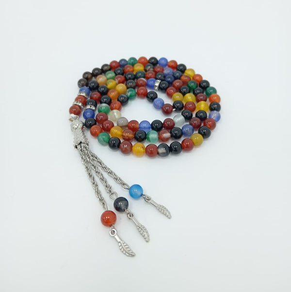 Natural Multicolored Tasbeeh – 100 Beads, for zikr & Quranic Recitation