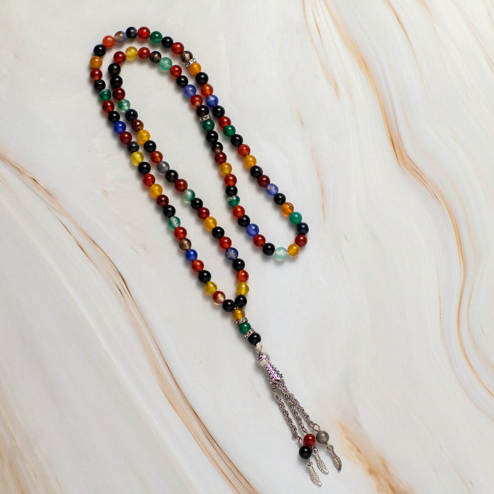 Natural Multicolored Tasbeeh – 100 Beads, for zikr & Quranic Recitation