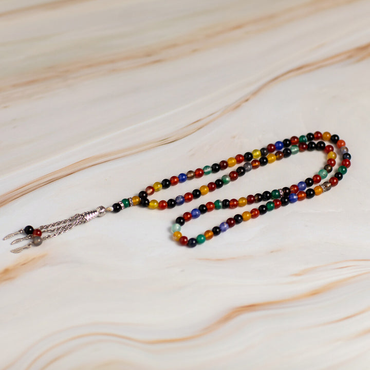 Natural Multicolored Tasbeeh – 100 Beads, for zikr & Quranic Recitation