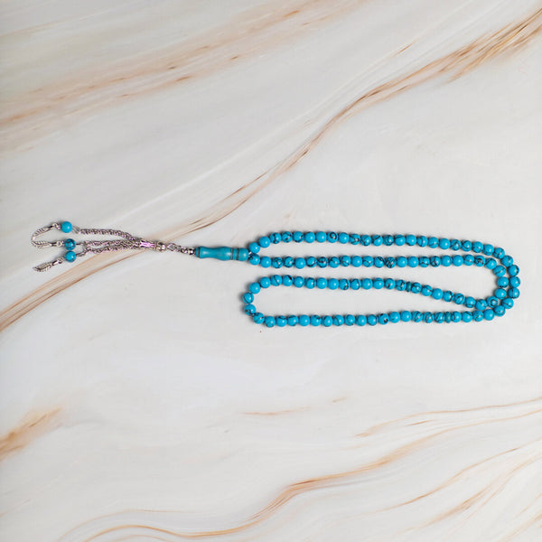 Natural Turquoise Tasbeeh – 100 Beads, Ideal for zikr & Quranic Recitation
