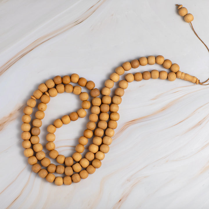 Olive Wood Prayer Beads 100 Beads - Beige Color - Ideal for Worship & Quran Recitation