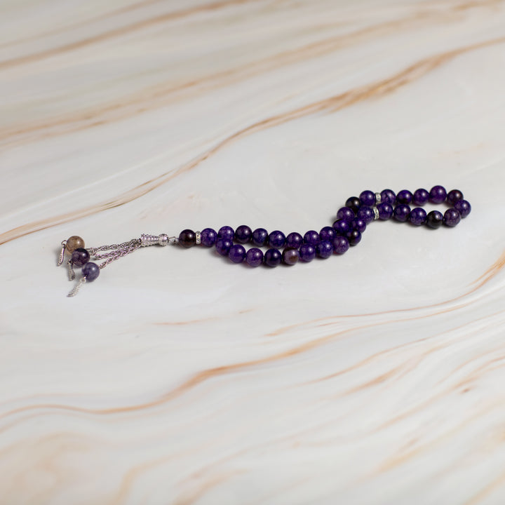 Purple Quartz Stone Tasbeeh – 33 Beads for Zikr & Quranic Recitation2