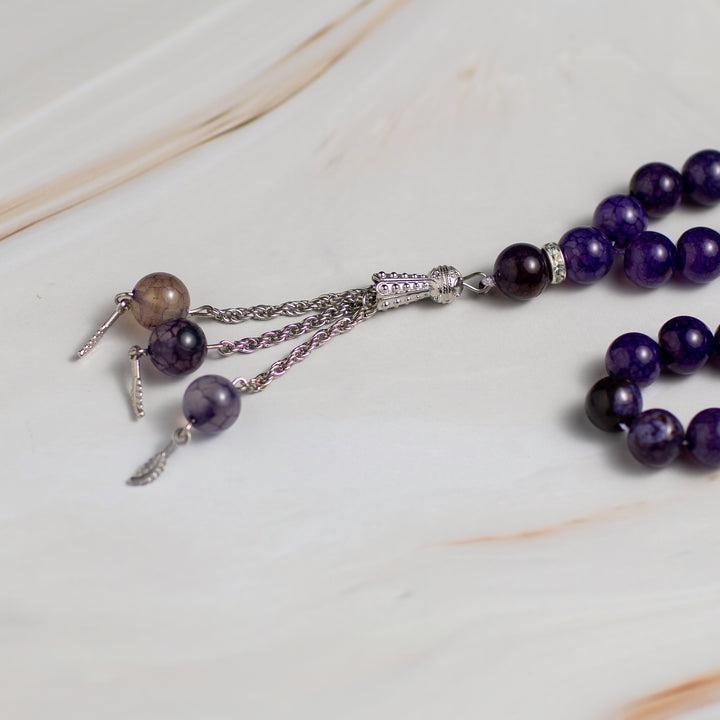 Purple Quartz Stone Tasbeeh – 33 Beads for Zikr & Quranic Recitation2