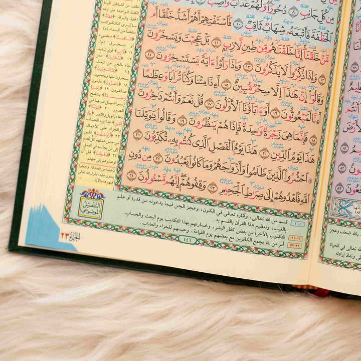 Quran Recitation Teacher with Tajweed and Detailed Commentary - Featuring 'Al-Tibyan' Margin for Words & Reasons of Revelation