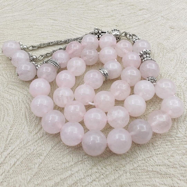 Rose Quartz Islamic Misbah – Elegant Prayer Beads for Quran and Worship