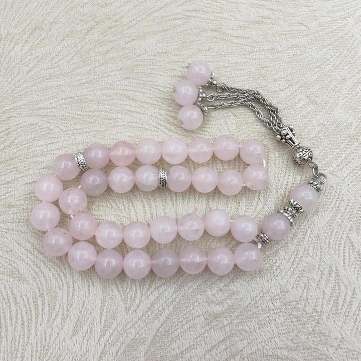Rose Quartz Islamic Misbah – Elegant Prayer Beads for Quran and Worship