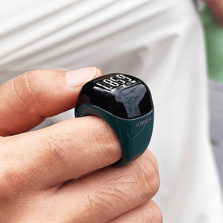 Zikr Flex Advance Ring – Smart Tasbih Counter & Prayer Reminder | Adjustable Size | Qibla Life App – Green - Mushaf store 