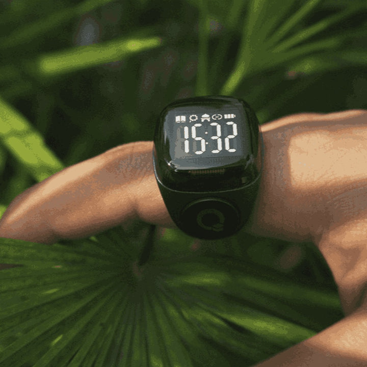 Zikr Noor Smart Tasbih Ring - Black | Enhanced Screen, Long Battery Life, Prayer Time Reminders